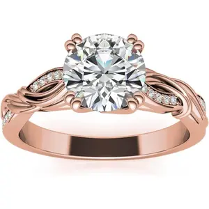 Women's 1 ct Moissanite Ring - Round Cut Twisting Infinity Design, White/Yellow/Rose Gold, for Engagement or Anniversary, with Gift Box