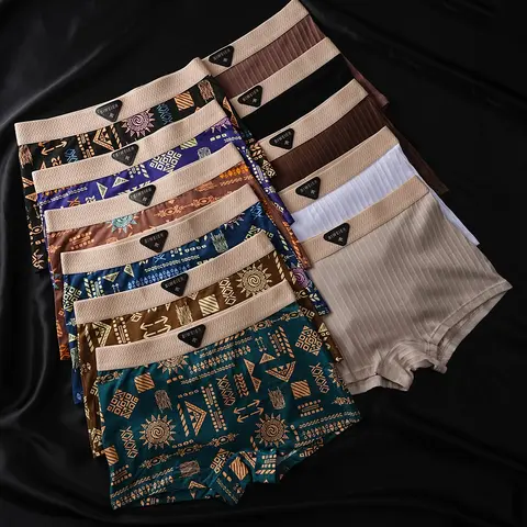 Biweier Women's Cotton Print Boyshorts, Soft Comfortable Pixel Style, Elastic Non-Rolled Edge, Ideal for Sports and Home Use, Valentine's Gift, Casual Panties