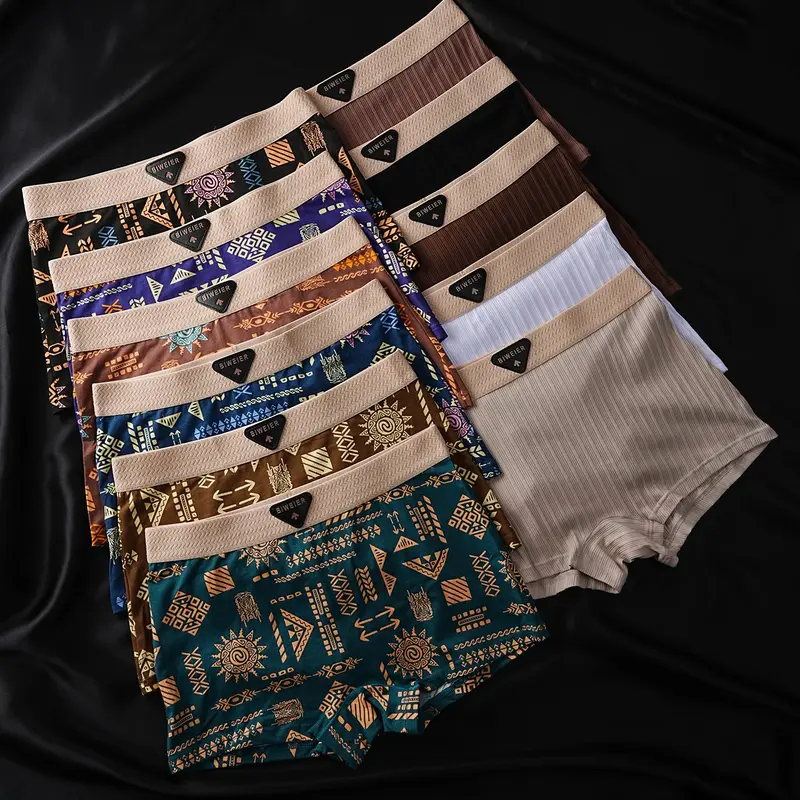 Biweier Women's Cotton Print Boyshorts, Soft Comfortable Pixel Style, Elastic Non-Rolled Edge, Ideal for Sports and Home Use, Valentine's Gift, Casual Panties
