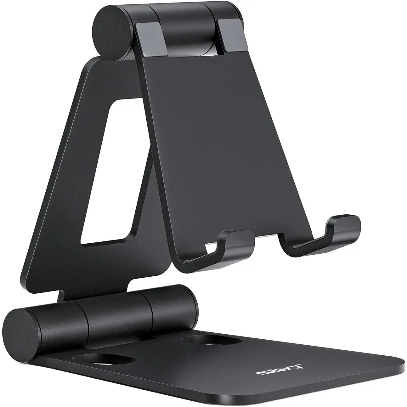 Nulaxy Dual Folding Cell Phone Stand, Fully Adjustable Foldable Desktop Phone Holder Cradle Dock Compatible with iPhone17Pro Max Xs Xr X 8, Nintendo Switch, All Phones