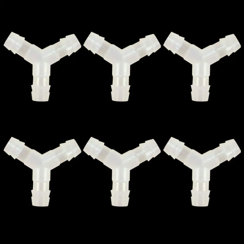 Polypropylene Synthetic 5/16-in 3-Way Wye Y-Shape Hose Barb - Lead-Free Plastic Barbed Fittings (150 PSI, -120 to +280°F) for Laboratory, Food & Beverage Use (6 Count)