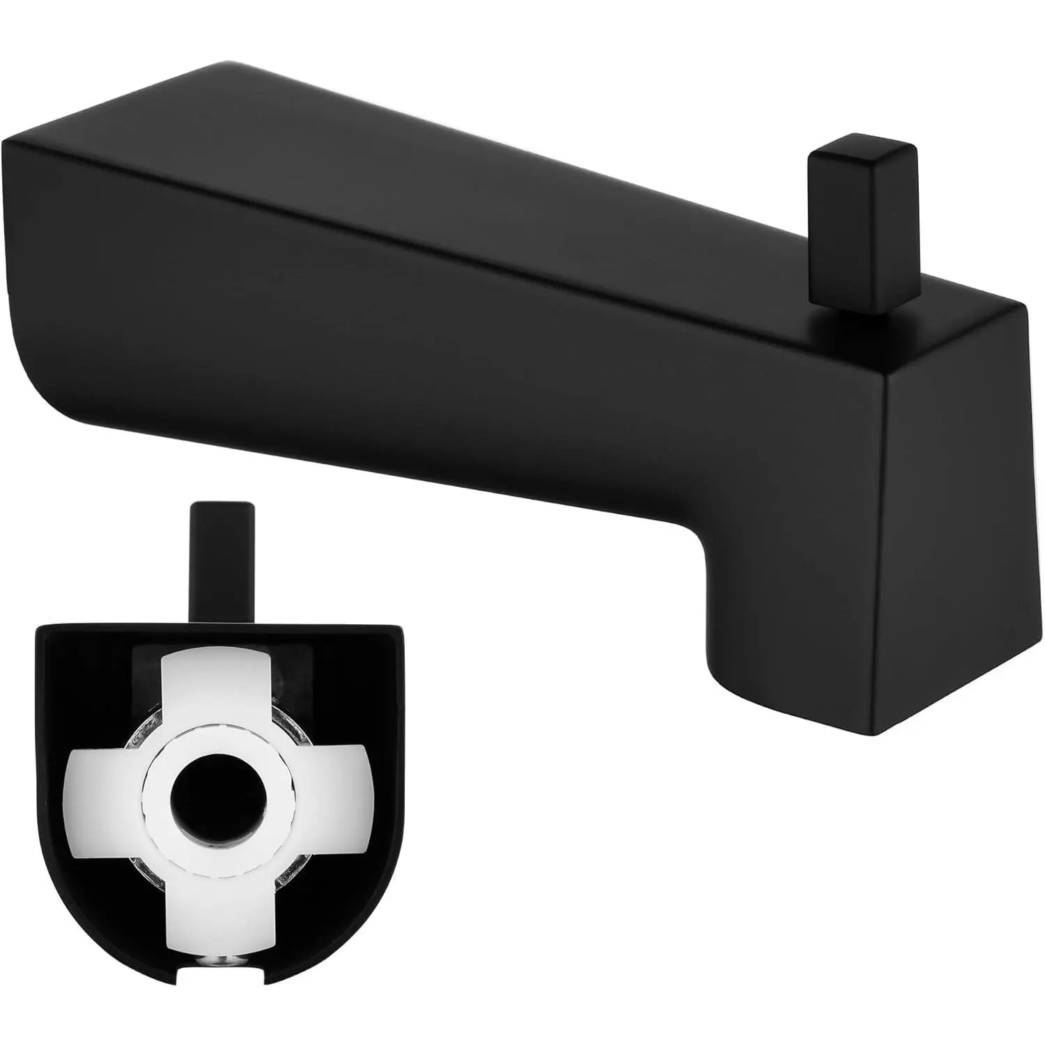 7-Inch Tub Spout, Extra-Long Slip On Diverter Tub Spout, Black | Replacement Bathtub Spout with Diverter, for 1/2" Copper Water Tube, Matte Black