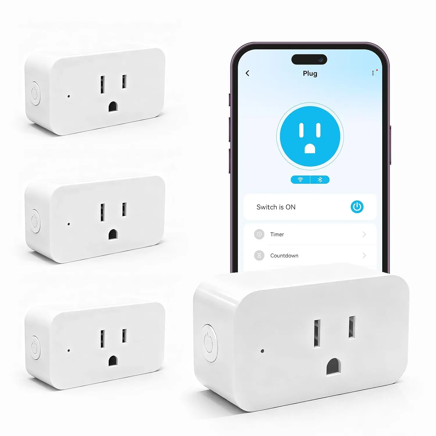 Plug Max 15A/1800W, Compatible with Alexa and  , No Hub Required,  & 2.4GHz WiFi Setup,  Outlet with APP Control, Timer & Schedule, 4Pack