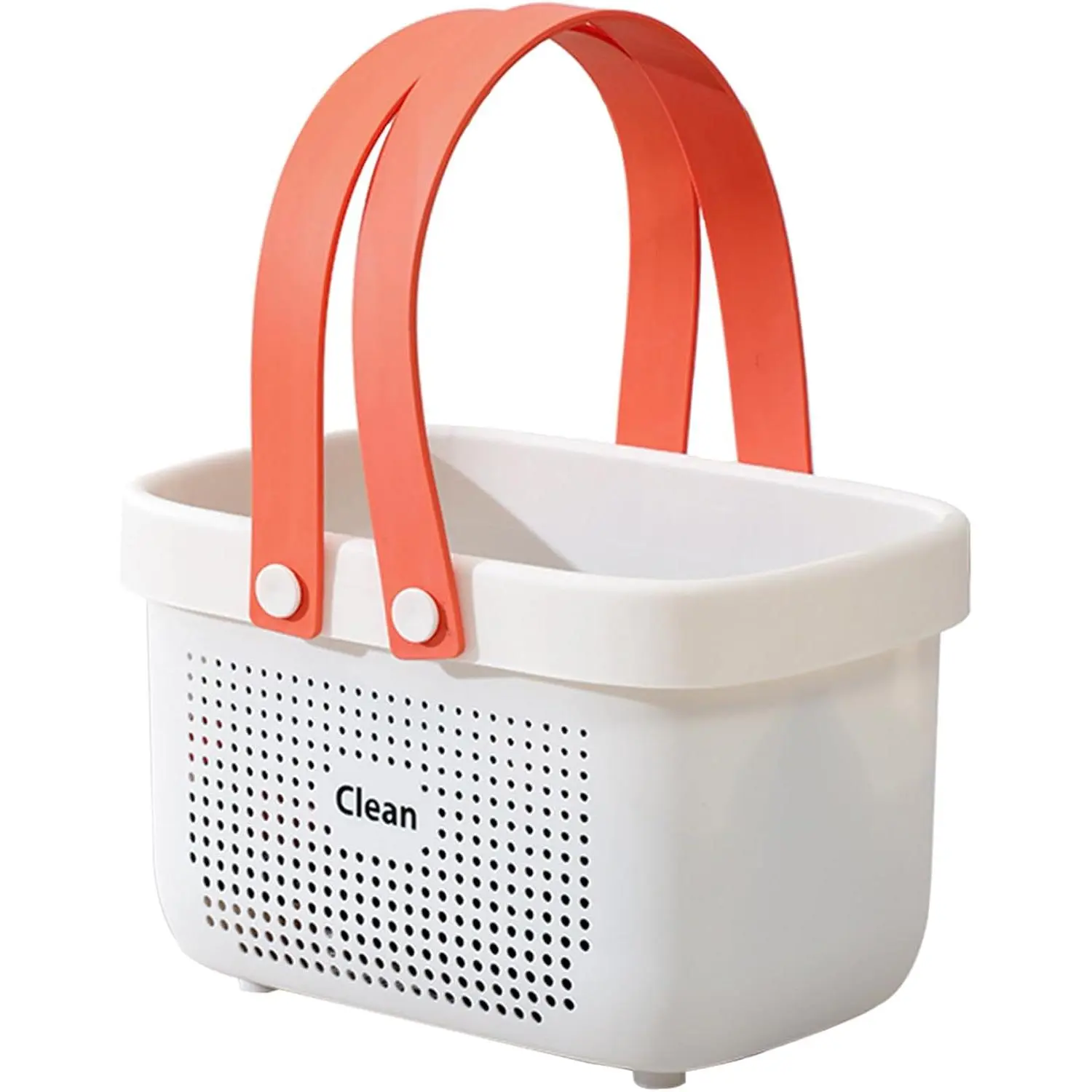 Portable Shower  Basket with Handle Plastic Storage Basket Small White | Sturdy Drainage Large Capacity Organizer Basket with  Handles for Bathroom Kitchen Bedroom College Dorm Essentials