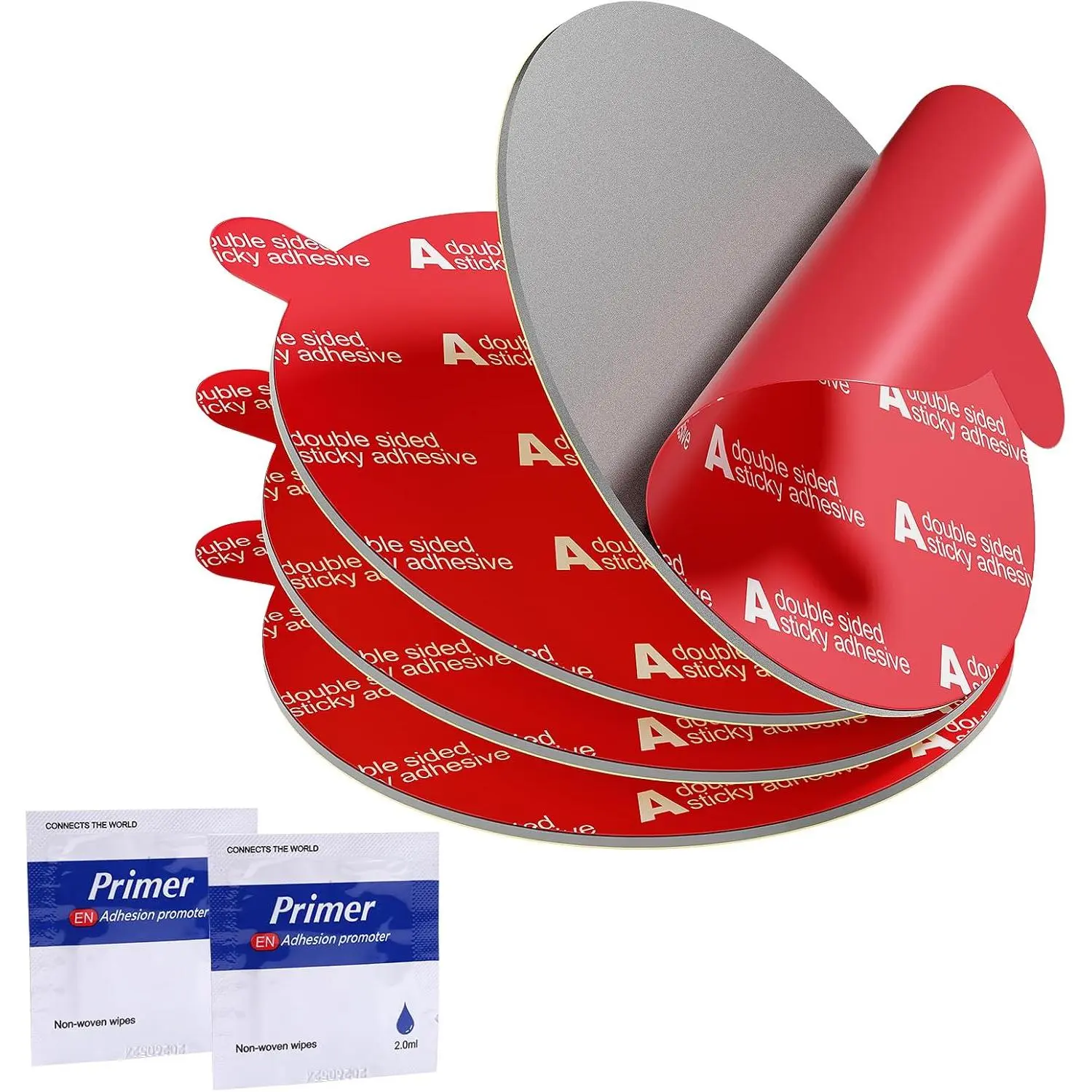 Adhesive Pads for  Phone Mount, 4 count 2.76" Round Sticky Tape | Double-Sided heat resistant tape . For dashboard suction cup,  cam, GPS, windshield. With adhesion promoter.