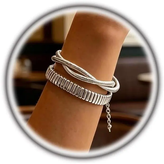 Chunky Bangle Bracelets for Women Personalized  Layered Large Bracelet | Thick,spiral,adjustable,statement,layering,big,everyday,bangles,metal,wide,punk ,aesthetic ,edgy,,gifts