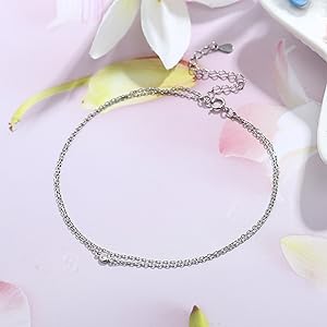 Trendy Summer 925 Sterling Silver Ankle Bracelets for Women Heart Butterfly Beaded Initial Anklet Layered Dainty Chain Adjustable Beach Foot Jewelry Summer Cute Beach Gift for Her