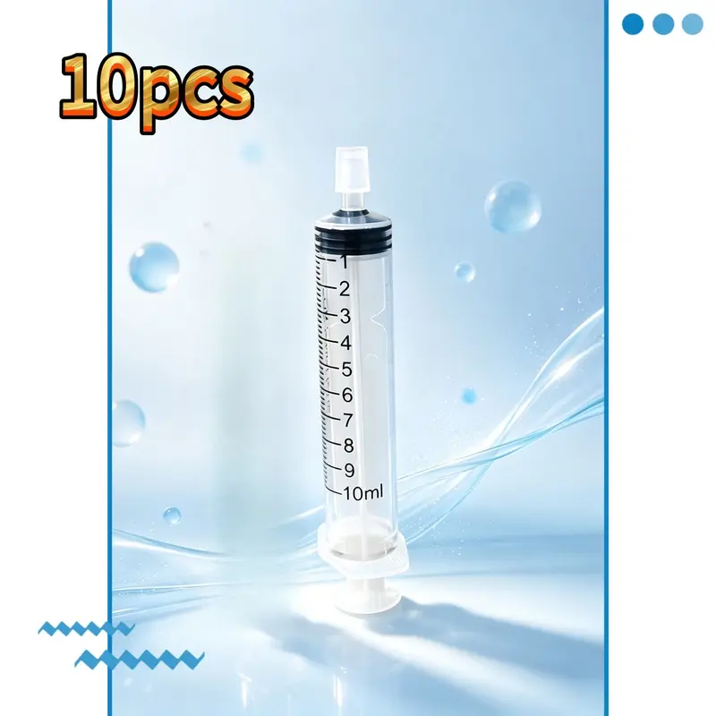 10 pieces of 10ML syringe style subpackage dispenser for precise leak proof measurement of cosmetics and perfume, precise and portable, Plastic Travel Bottle