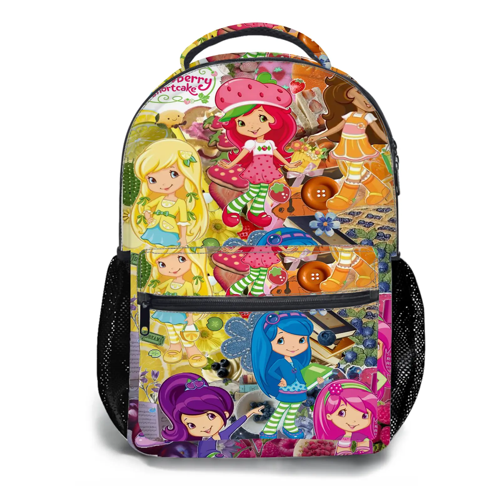 strawberry shortcake Y2K Fashion School Backpack for Teen Girls, Cute Cartoon Aesthetic Student Bookbag with Padded Shoulder Straps, Large Capacity Casual Daypack and Travel Bag for Kids a-92