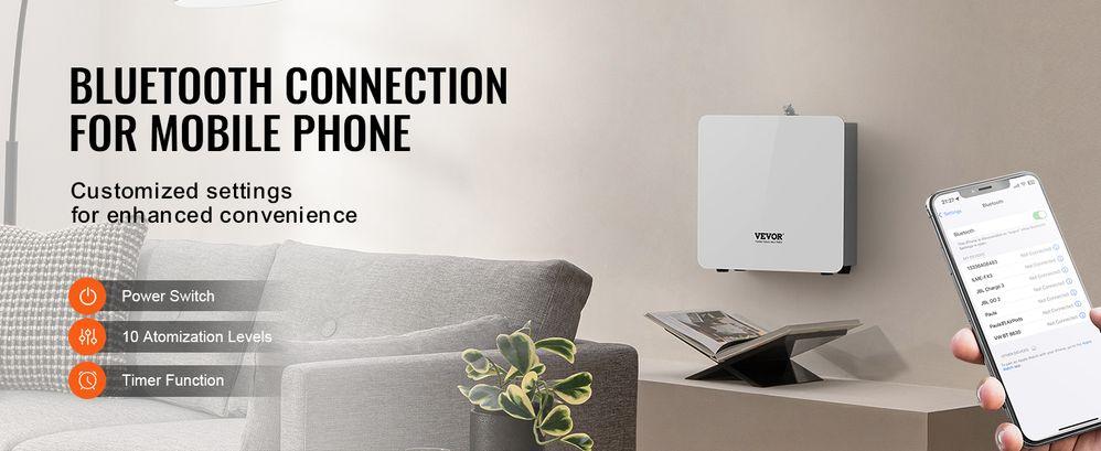 VEVOR Scent Air Machine for Home, 480ML with Cold Air Technology, Waterless Smart Essential Oil Diffuser, Cover Up to 2500 Sq.Ft for Large Room, Hotel, Spa, Business Office