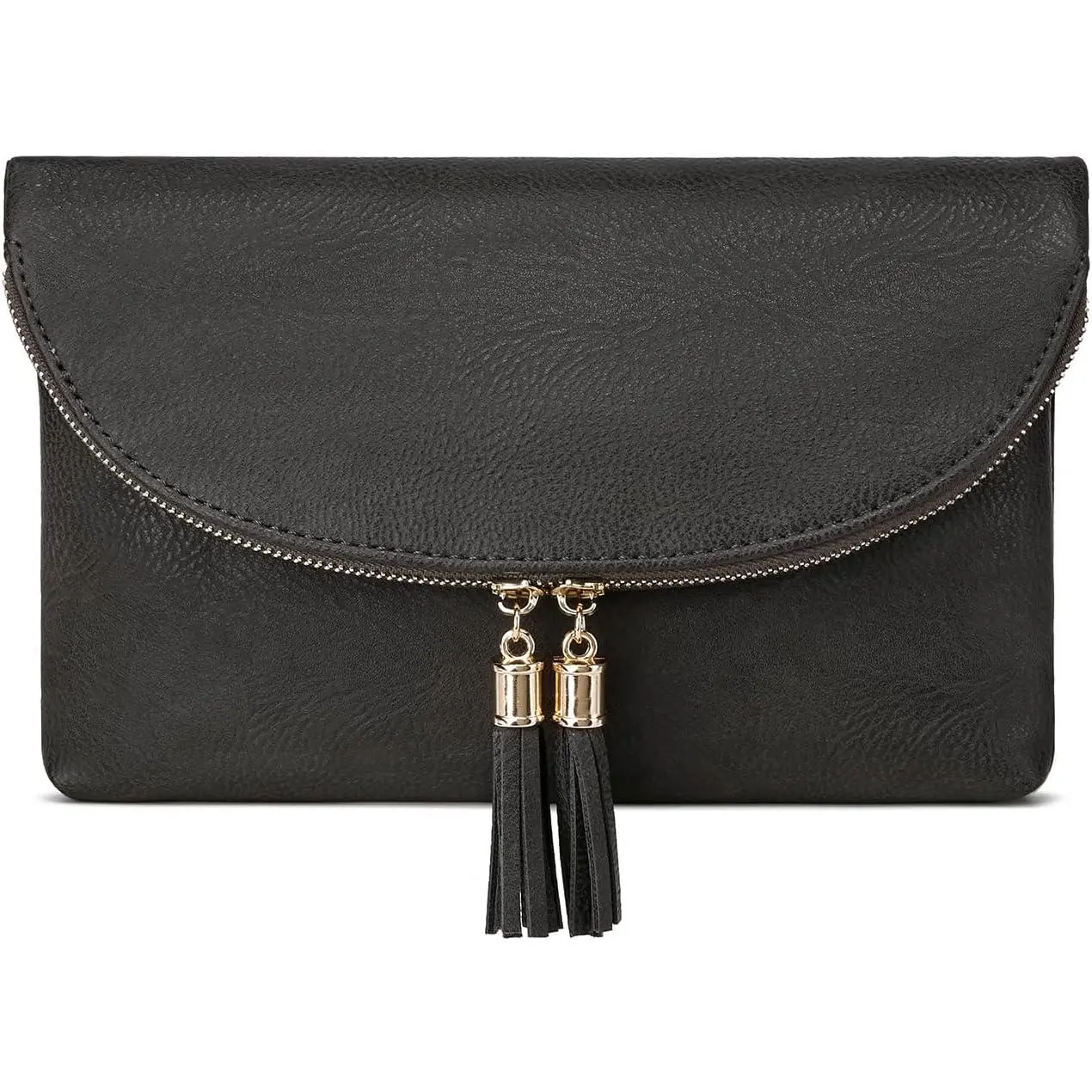 Womens Envelop Clutch Purse Multi Compartments, 6 Card Slot Inside, Crossbody Bag With Tassels