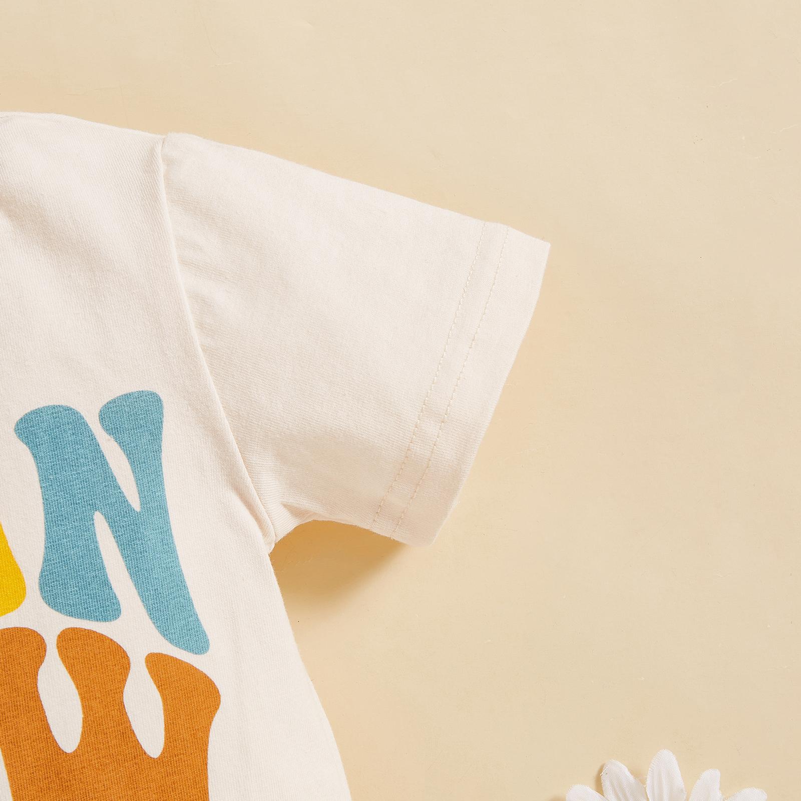 Toddler Baby Boy Girl Summer Tops Casual Round Neck Short Sleeve Letter Print T-Shirt Toddler Kids Summer Clothes Outfits