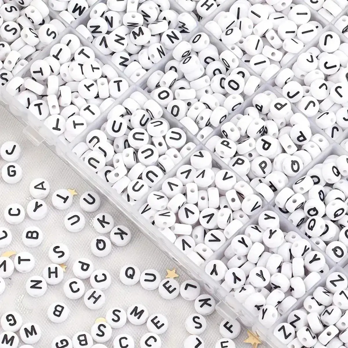 100-500PCS Acrylic A-Z 26 Letter Beads Round Loose Spacer White Alphabet Beads for Jewelry Making Necklace Bracelet Accessories