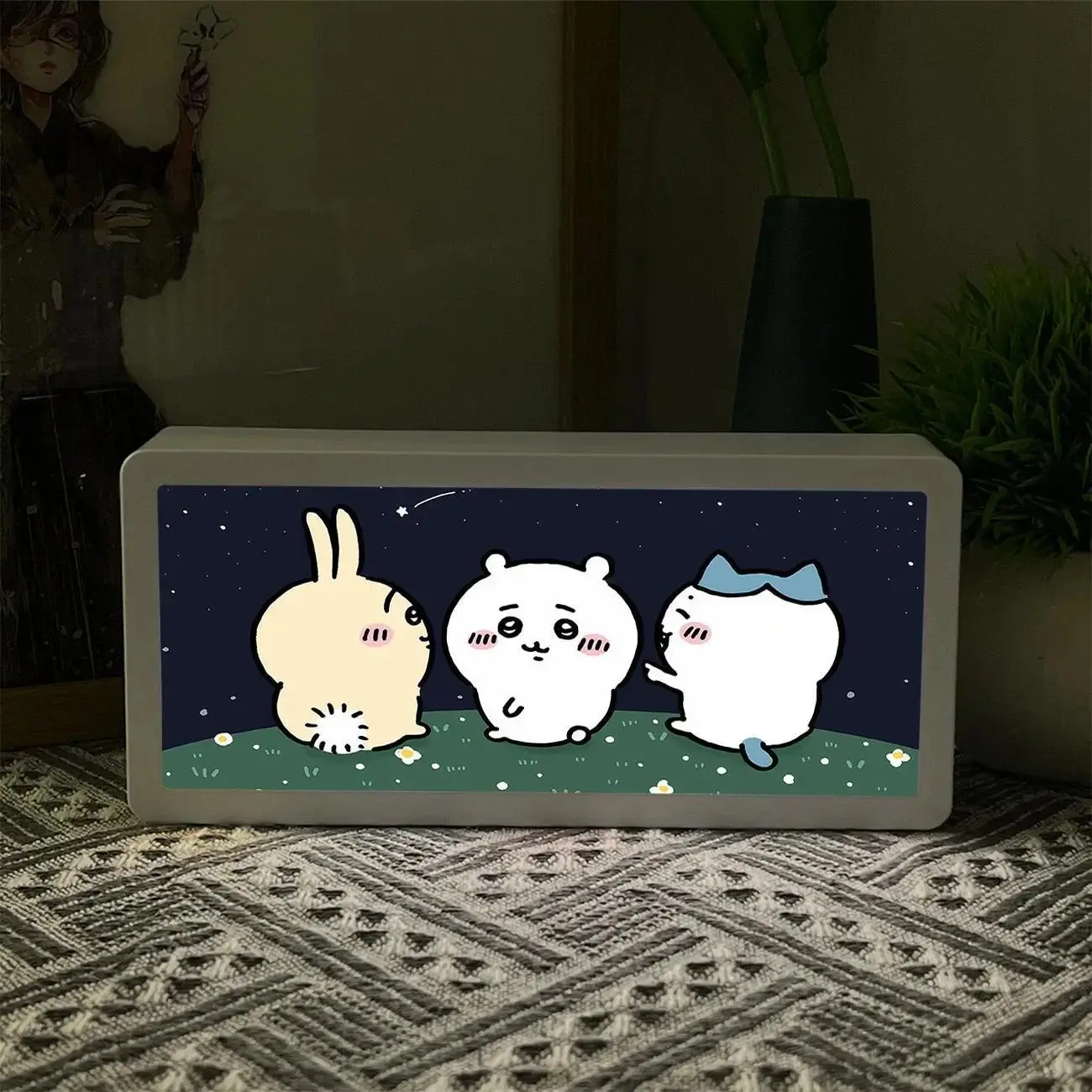 Chiikawa Ice Cream LED Night Light Cute Anime Character Printed Bedside Lamp Soft Glow Table Light For Bedroom Decor