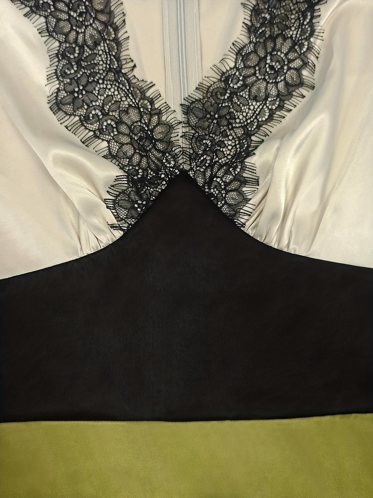 French Elegant Style Apricot V-Neck Lace Spliced Olive Green Fitted Pencil Skirt for Business Dinners, Parties, Dates, And Commuting, Showcasing a Graceful And Sophisticated Autumn Outfit