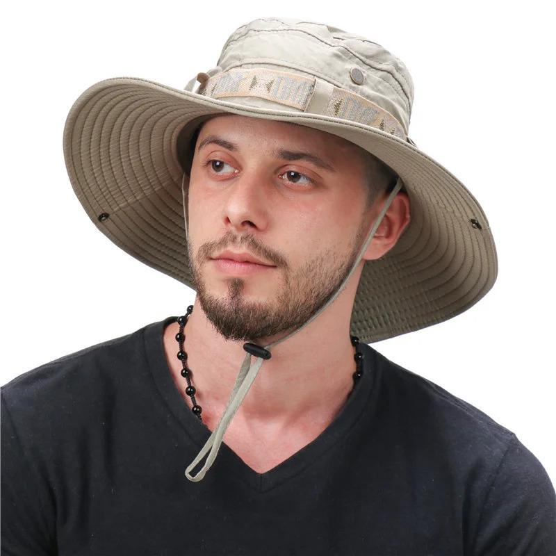 Summer Men Women Breathable Bucket Hat Outdoor UV Protection Wide Brim Panama Hat for Safari Hunting Hiking Mesh Fisherman Caps