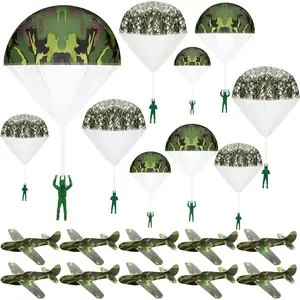 20 Pcs Parachute Toys and Camouflage Foam Airplanes Set, Parachute Army Men Toys for Kids Army Hand Throwing and Foam Glider for Boys Gifts Outdoor Party Favors (Camouflage)fidget toys