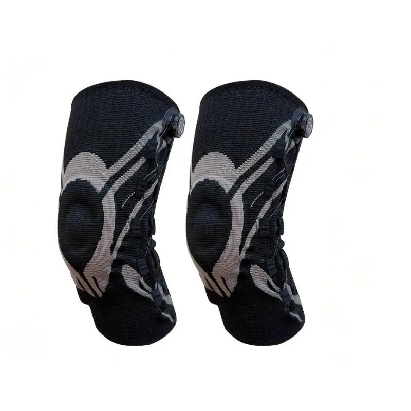 Adjustable Knee Support Brace with Dial Lock Lace, Dual Side Spring Stabilizers, Silicone Patella Pad, Non-Slip Knitted Sleeve for Sports