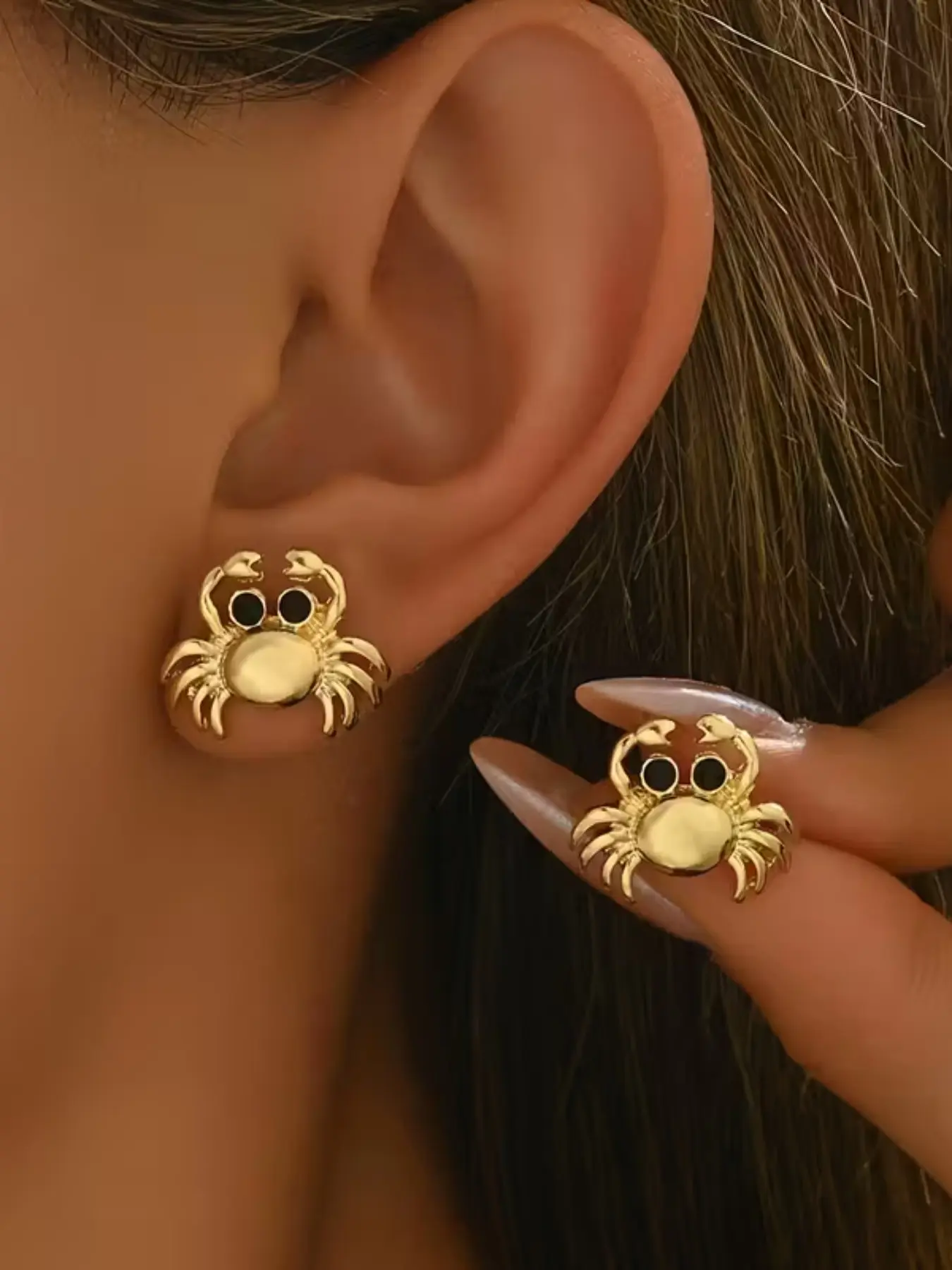 Elegant Crab Stud Earrings, Animal Pattern Design, Casual Style, Perfect for Daily Wear & Special Occasions, Women's Fashion Jewelry Gift