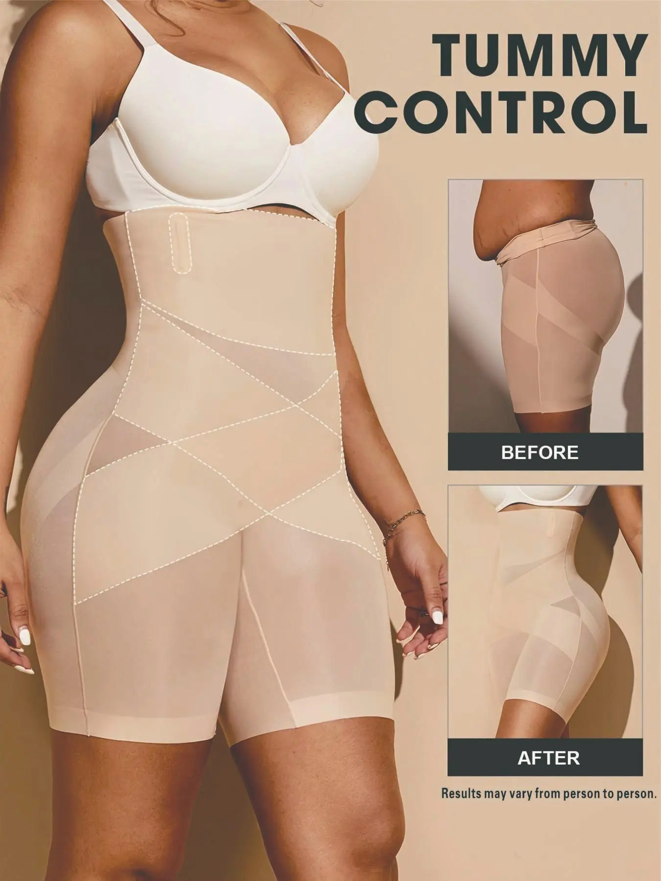 Women's High-Waisted Compression Shapewear Pants, Cross Pressure Tummy Control, Seamless Solid Color, Comfortable Breathable Mesh Patch, Ladies Underwear