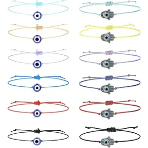 12Pcs Evil Eye Braided Bracelet for Women Men, Handmade Woven Protection Lucky Wealth Bracelet, Adjustable