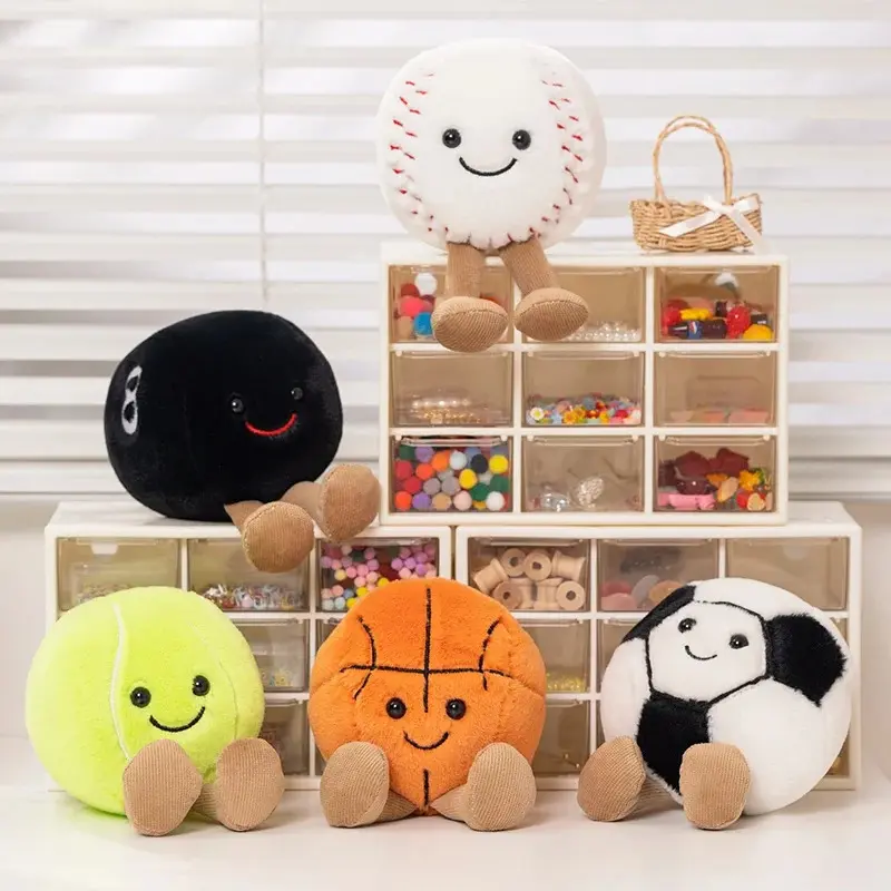 100% New and High-Quality Bean Plush Stuffed Balls Pillow, 10-14cm Soft Sports Toys - Basketball, Football, Tennis, Baseball, Billiards - Boys' Christmas Birthday Presents