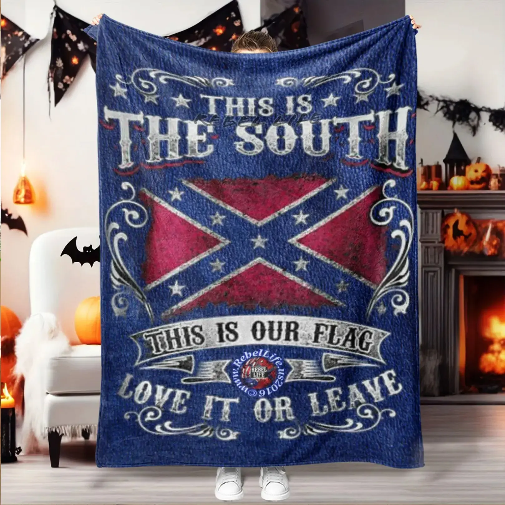Vintage Southern Flag Theme Flannel Blanket, Soft Skin-Friendly Fabric, Multi-Scene Use, All-Season Comfortable Throw, Low Sensitivity & Easy Wash, Slogan Print Blanket Bedroom Sofa Decor Birthday Holiday Gift for Adults Teens Home Travel
