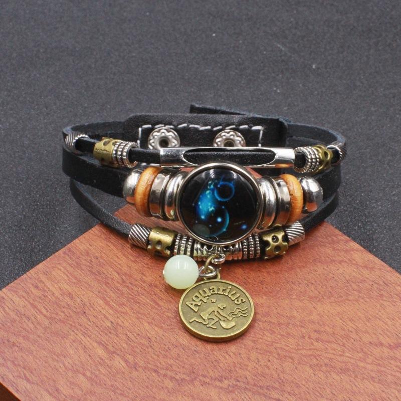 Twelve Zodiac Sign Bracelets Korean Style for Couples and Friends Fluorescent Glowing Bangles Jewelry Gifts Ideal for Her Him