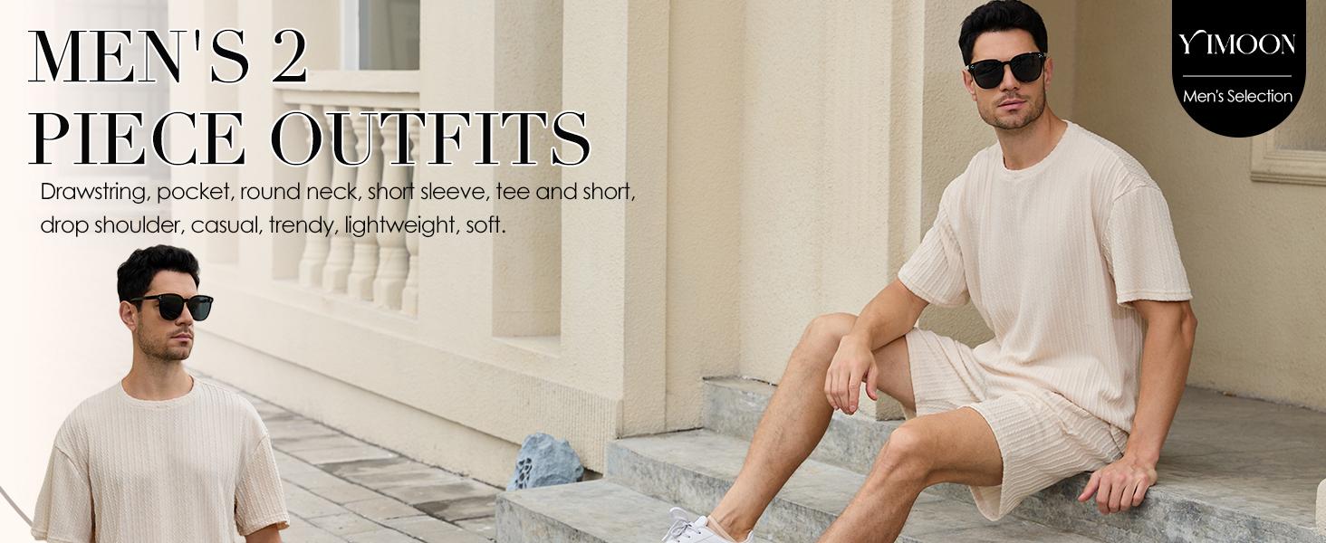 Gihuo Men's 2 Piece Outfits Textured Short Sleeve Shirts & Shorts Set Crewneck Black Elastic Waist Casual Summer Beachwear Comfortable Flexible Menswear Stretch Suits Sun Top Top Gihuo Men's 2 Piece Outfits Textured Short Sleeve Shirts & Shorts Set Crewneck Black Elastic Waist Casual Summer Beachwear Comfortable Flexible Menswear Stretch Suits Sun Top Top