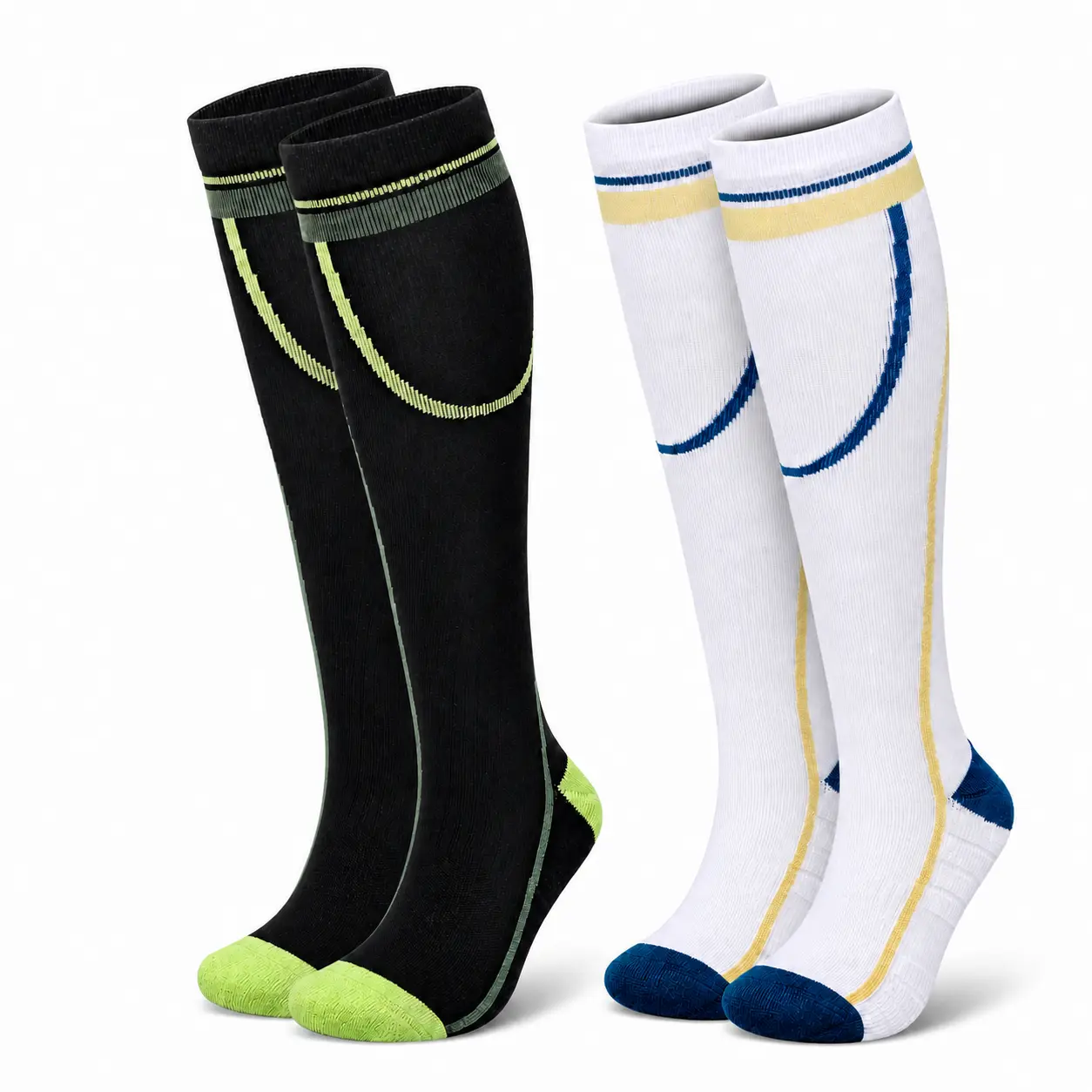 2 Pairs Compression Socks for Women Men 15-20 mmHg Knee High Graduated Support Stockings for Running Nurses Travel Athletic Sports Breathable Unisex Calf Socks