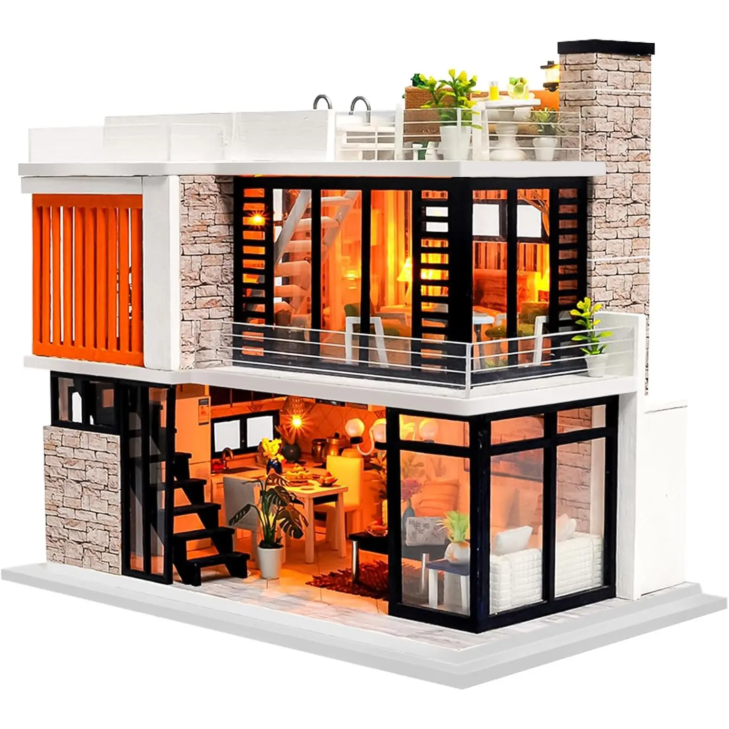Spilay DIY Miniature House Kit for Adults - 3D Wooden Puzzle Multi-Piece Set Model Building Kit with Warm Light, Music Box, Detailed Furniture, 14-20 Hours Build, DIY Crafts for Bookshelf House Decoration & Gifting