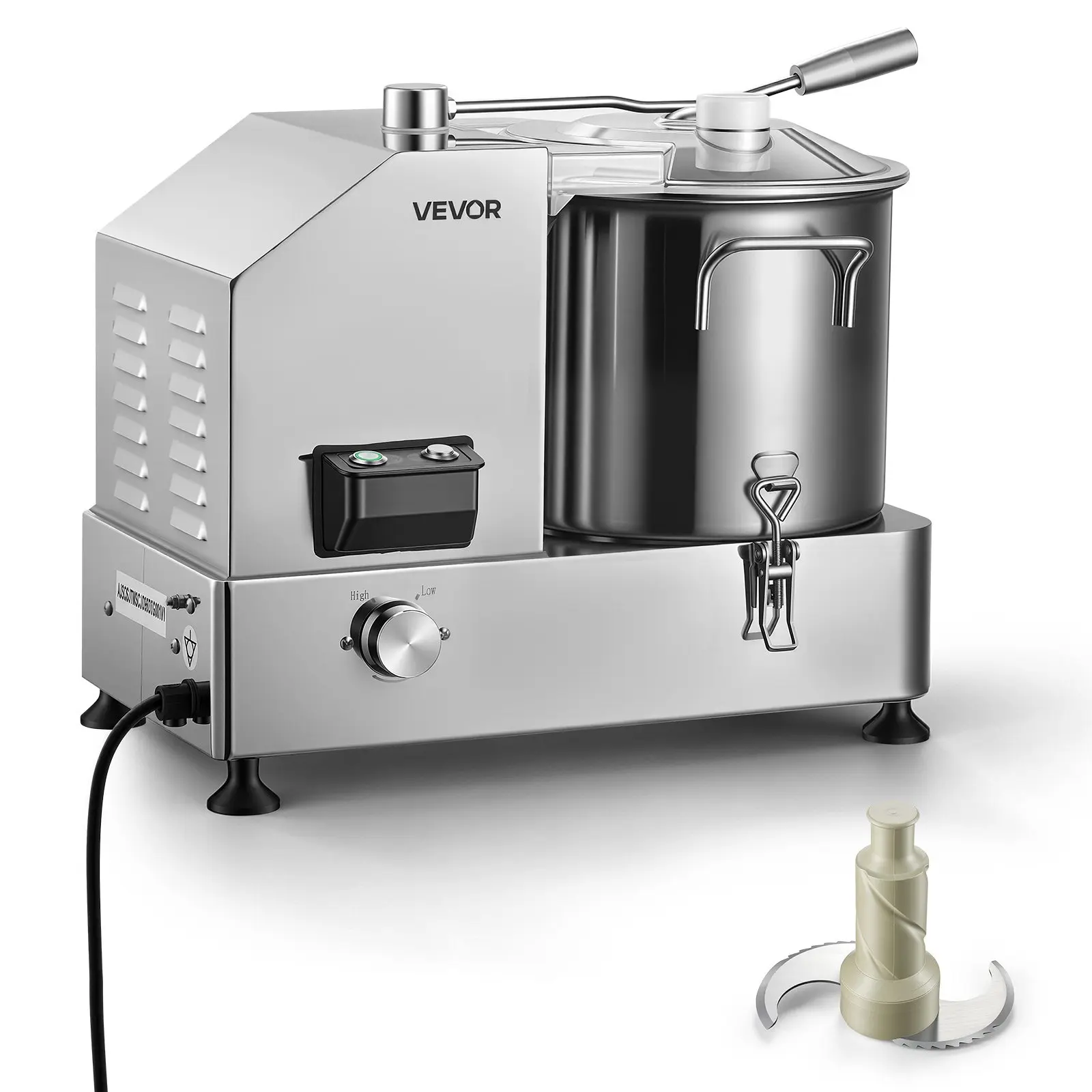 VEVOR Food Processor 9.5 qt 9 L Commercial Electric Vegetable Chopper 1800W, for Vegetables Fruit Grains Nuts, Food-Grade Stainless Steel Bowl, 110V Cutter with S-Shaped Blade, Variable Speed Dial
