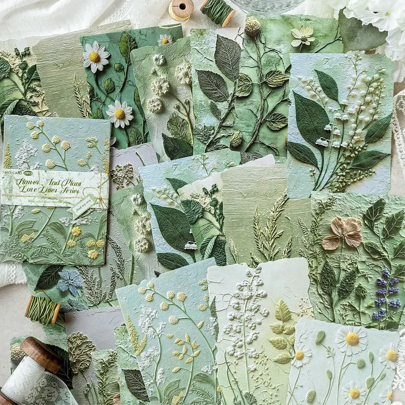 23 Sheets Vintage Relief Scrapbook Paper Set White Kraft Paper Flower Love Letter Series Handmade DIY Background Paper For Journaling Planner Stationery Scrapbooking Craft Supplies
