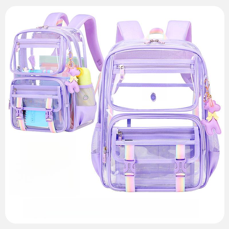Clear Backpack, Heavy Duty Transparent Bookbag Girls Women, Stadium Approved See Through Backpack with Lunch Box