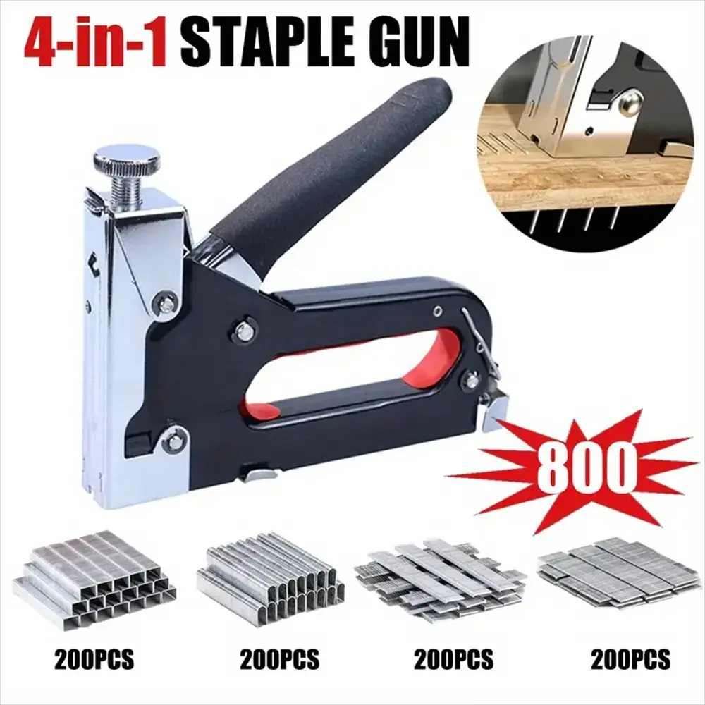Four-In-One Pneumatic Nail Gun Set with 800 Nails, Ideal for DIY Home Decor, Woodworking, Metal Processing, Perfect Gift