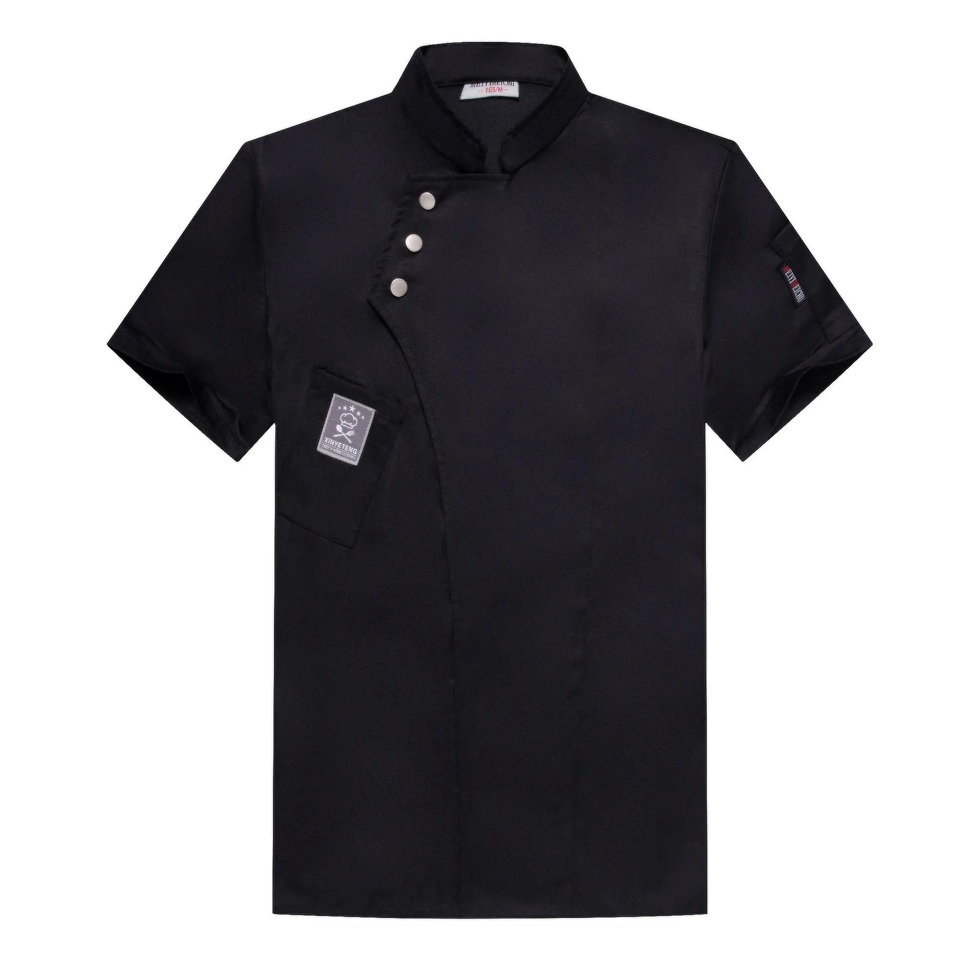 Lady's Fitted Short-Sleeve Breathable Button-Closure Workwear Chef Uniform Clothes - All Seasons, Customizable Logo, Plain, Suitable for Chefs