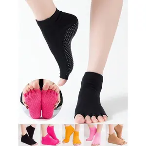 1/3 Pair Women Anti-Slip Yoga Toe Socks, Five-Toe Design - Breathable Polyester Pilates Fitness Socks, Improve Grip Strength, Breathable Sports Socks For Workout