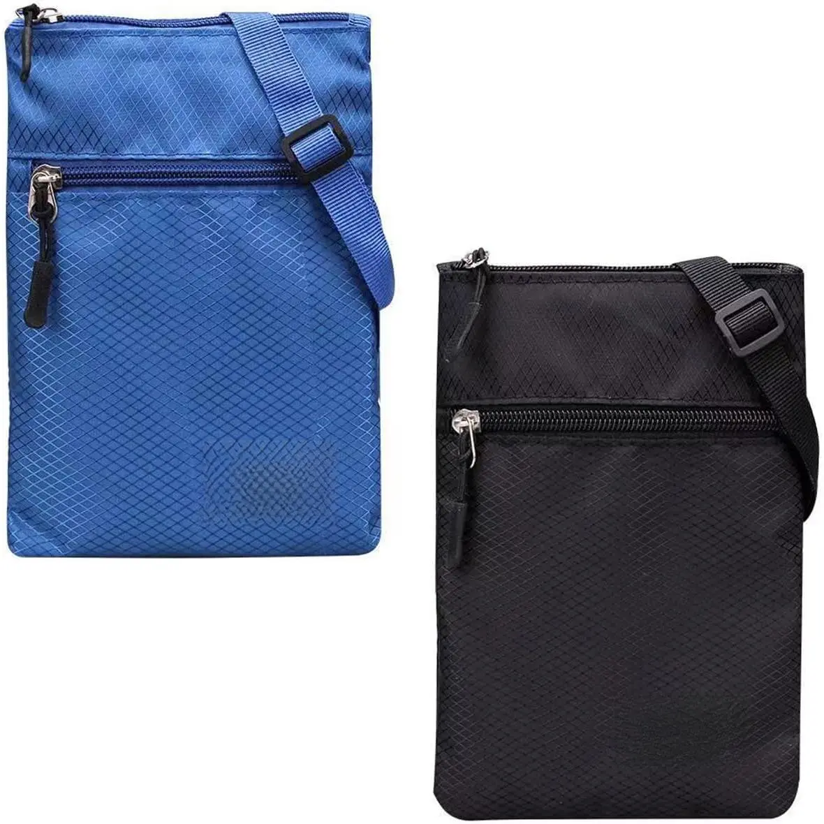 2 Pack Crossbody Bag Phone Purse with 2 Zipper Pouch Lightweight Fabric Compact Shoulder Purses Tally Mini Handbag Wallet Storage Organizer  iPhone Cell Phones Coin Key Men Women