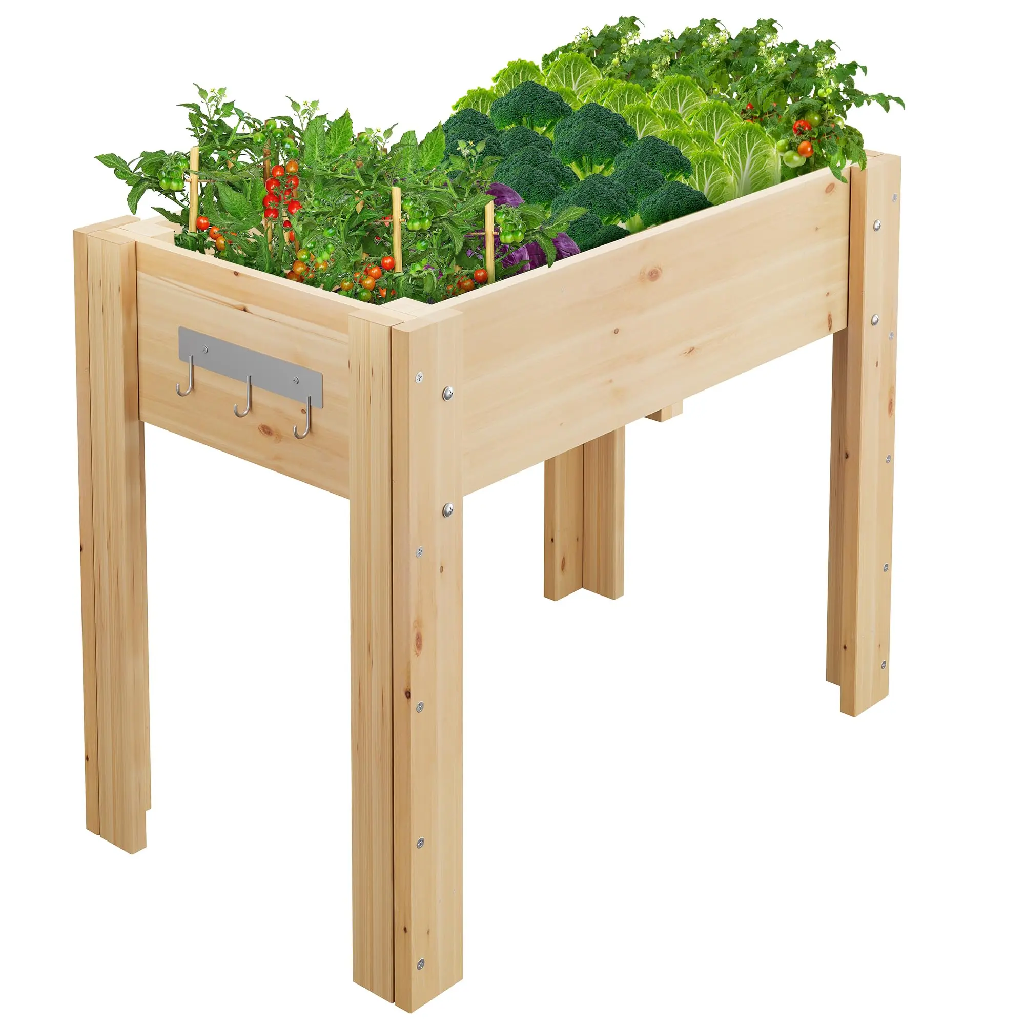 GARVEE Rectangular Raised Garden Bed - 86cm Outdoor Heavy-Duty Wooden Planter with Legs for Gardener Growing Needs