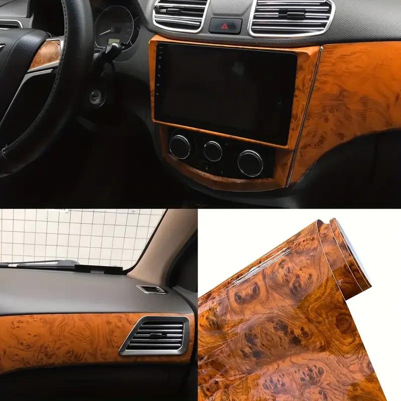 Wood Grain Pattern Car Interior Sticker, Glossy Retro Wood Grain Eye Mask Film, Car Vinyl Wrap Roll, Classic Peach Wood Grain Self Adhesive Bubble-free Decals, Car Stickers, Car Interior Decor