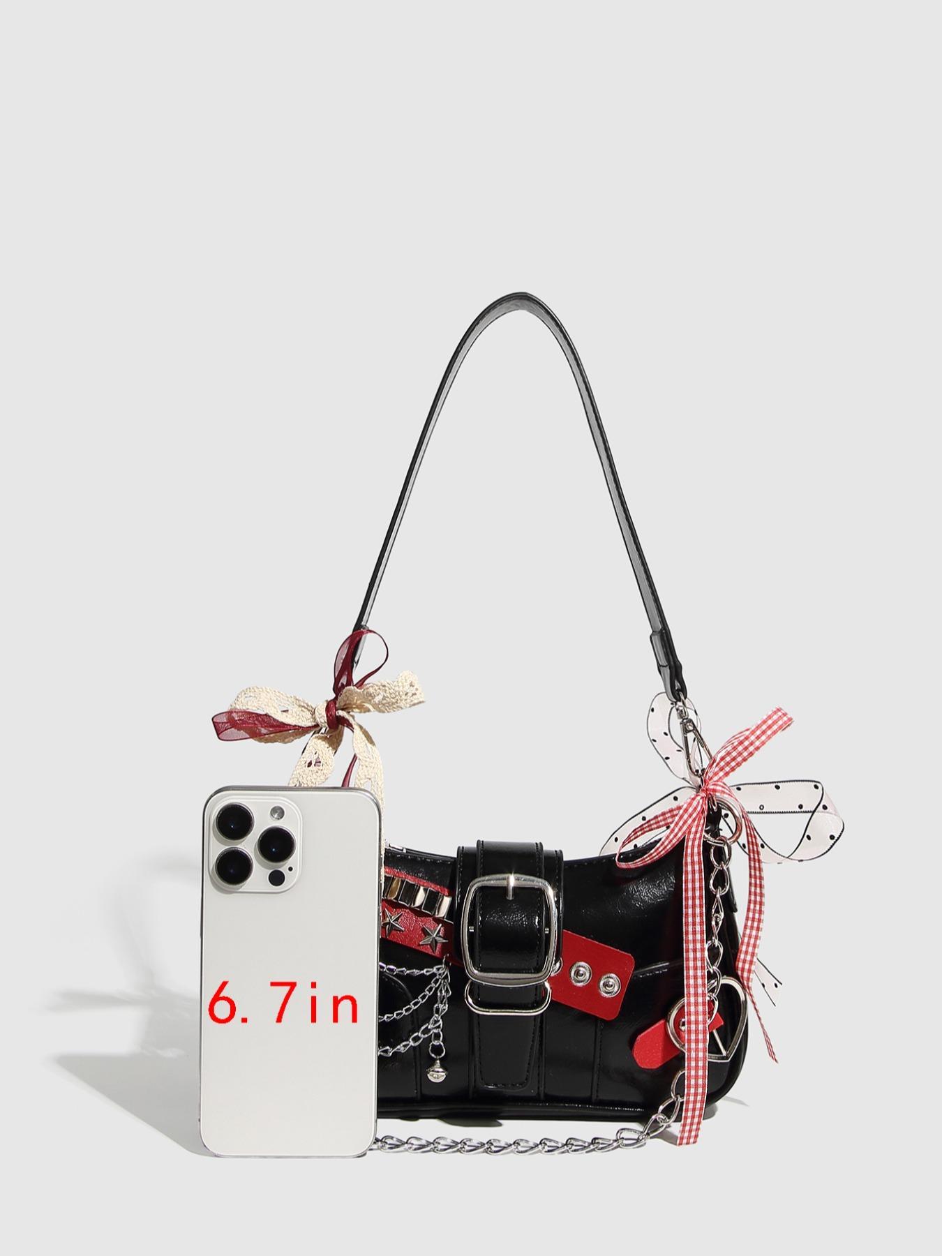 Women's Star Lacy Decor Stylish Crossbody Bag, Fashionable Pu Leather Adjustable Embellished Shoulder Bag for Daily Used, Casual Trendy Versatile High-quality Daily Commuting Bag