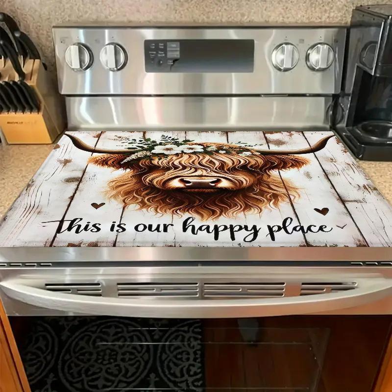 Soft Magnetic Stove Top Protector Pad, Cow Design, Stylish, Scratch-Resistant and Easy to Clean, Multi-Purpose for Any Kitchen, Spring and Summer Home Decor