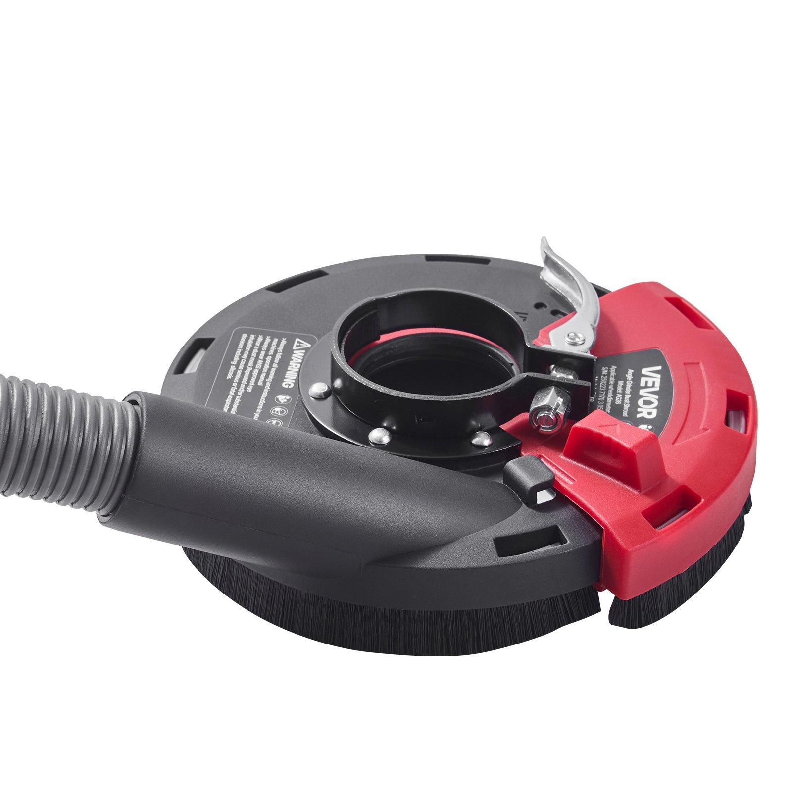 VEVOR Grinding Dust Shroud for Angle Grinder, Universal 4-5 in, Surface Grinder Dust Shroud with 6 Clamping Washers & 5 in Diamond Grinding Cup Wheel, Connect to Vacuum Cleaner, for Wood Concrete Wall