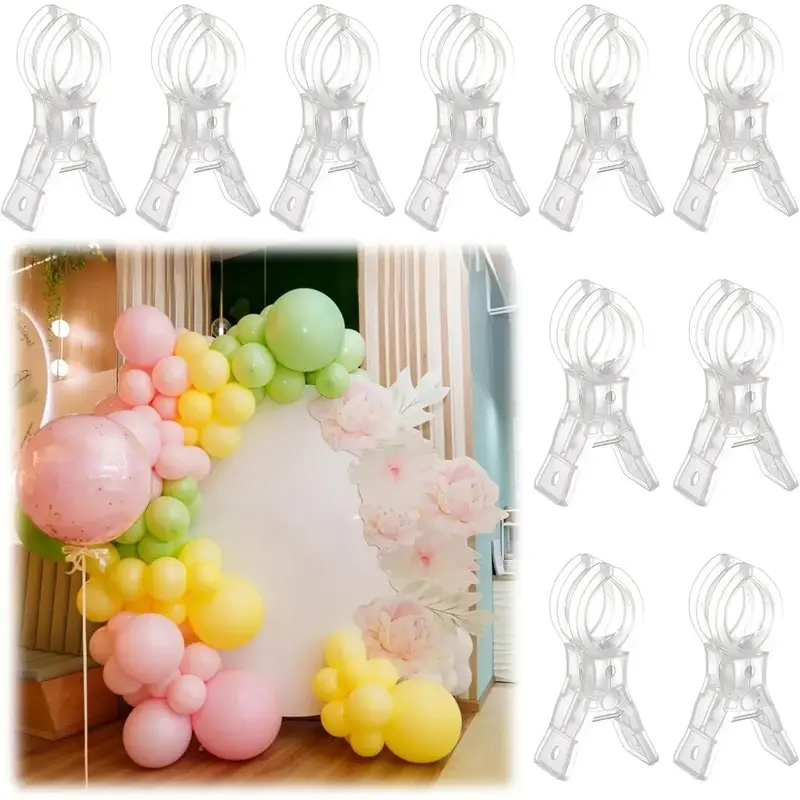 10 piece set of large balloon arch clip plastic transparent background 3.5-inch spring clip balloon arch kit birthday decoration handmade woodworking photography studio (transparent)