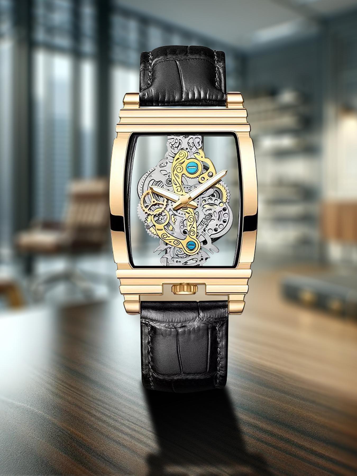 Men's Business Fashion Barrel Shaped, Fashion Watch for Party, Daily Clothing Decor, Trendy All-match & Exquisite Watch for Birthday Gift, Fashionable Wristwatch, Stylish Watch