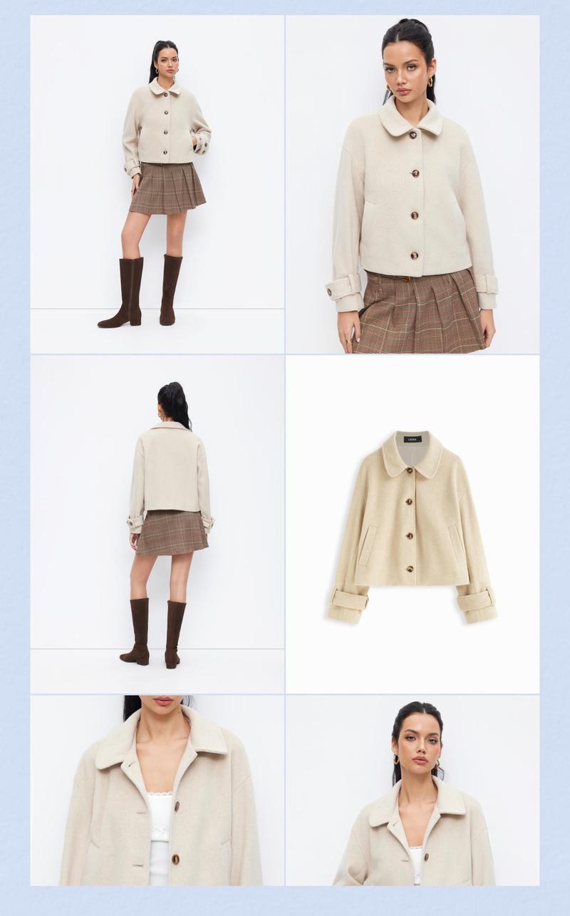 Cider Wool-look Peter Pan Collar Long Sleeve Jacket