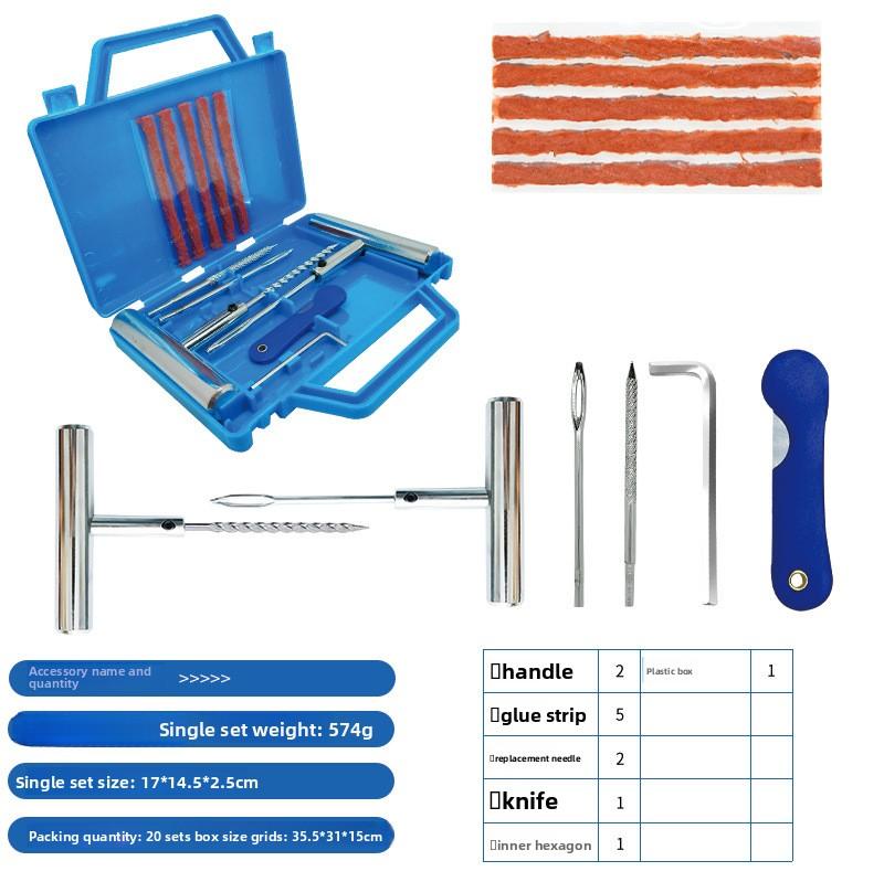 Universal Tire Repair Kit for Car Motorcycle Electric Vehicle Vacuum Tire Patching Emergency Tool Set for Trunk