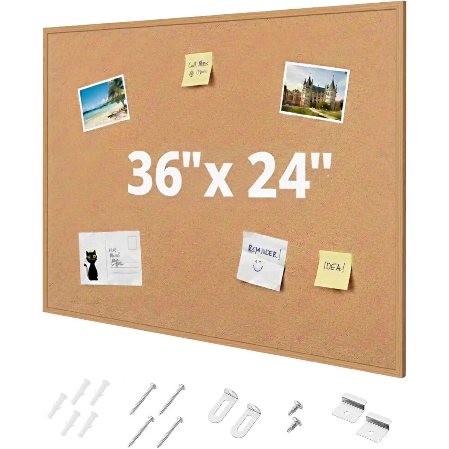 24"x36" Framed Cork Bulletin Board, Push Pin Cork Boards for Walls with Frame, Ideal for Office Use
