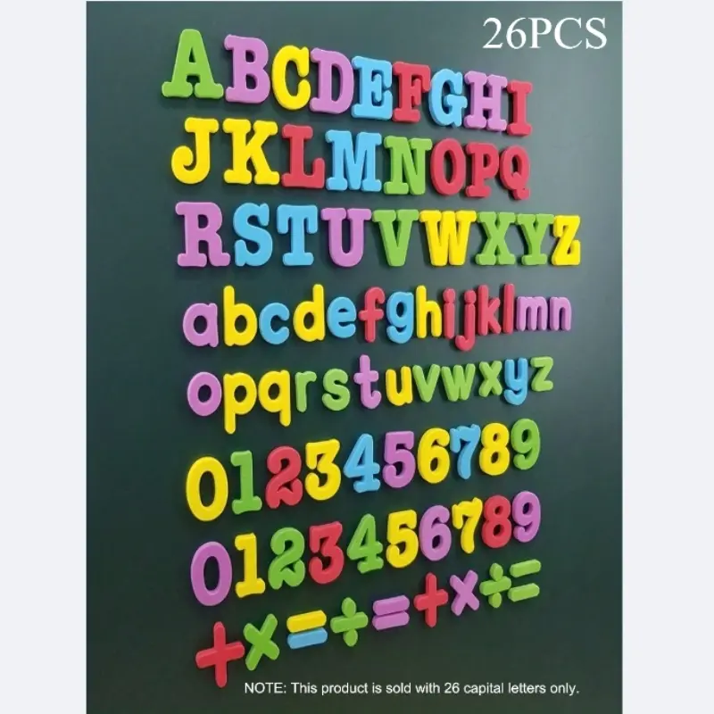 26 Pcs Kids Educational Magnetic Stickers, Uppercase Alphabet & Number Refrigerator Magnets Set, Preschool Teaching Aids, Perfect Holiday Presents for Christmas, Easter and Thanksgiving