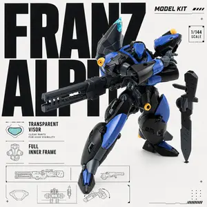 Franz Alpha 1/144 Scale Mecha Model Kit, 14cm Collectible Figure, Model Collectible Figurine, Complete Internal Skeleton, Multi-Function Accessories, Desktop Display, Hobby Gift